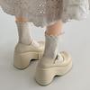 Retro black British style platform thick heel small leather shoes women's 2025 new autumn skirt versatile Mary Jane shoes