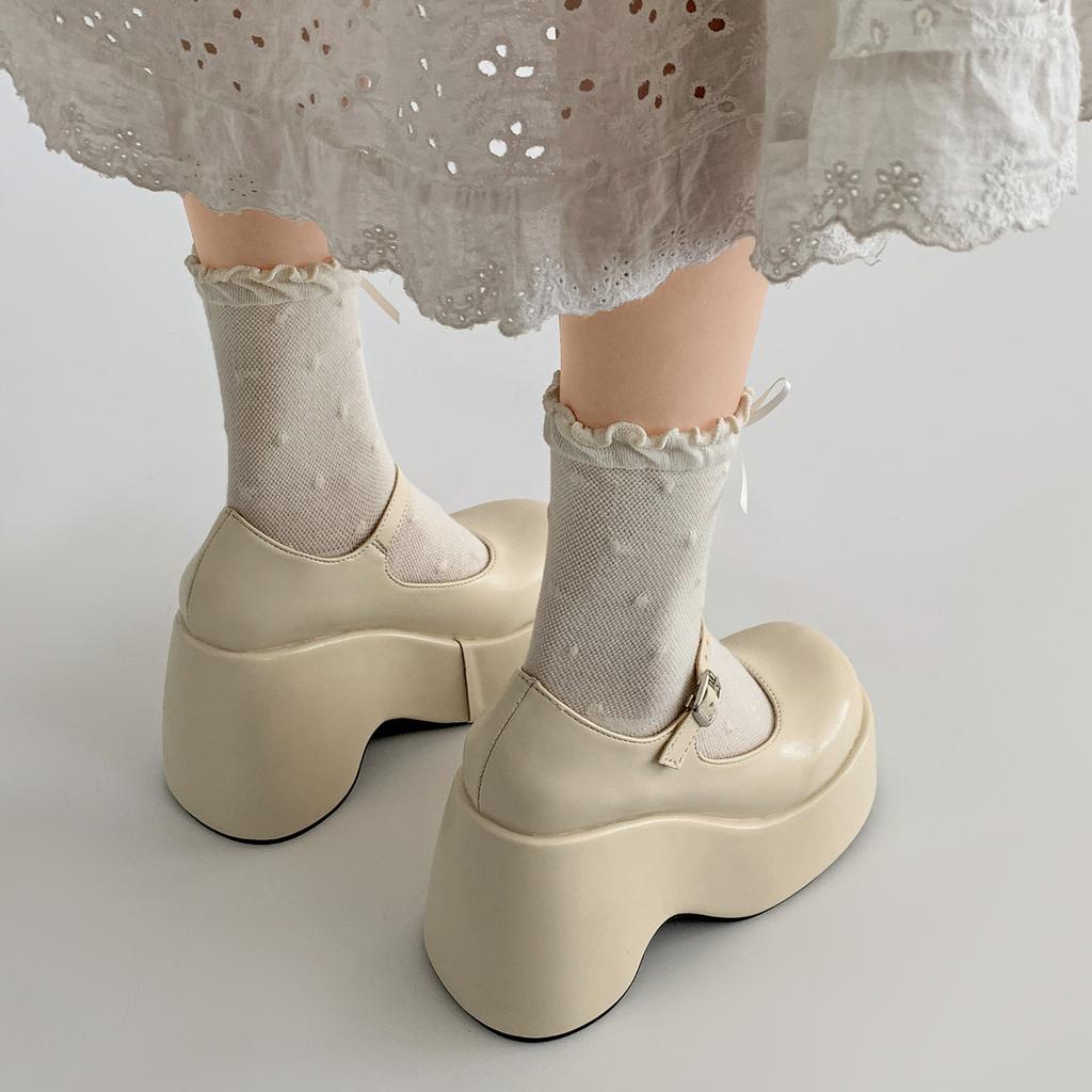 Retro black British style platform thick heel small leather shoes women's 2025 new autumn skirt versatile Mary Jane shoes