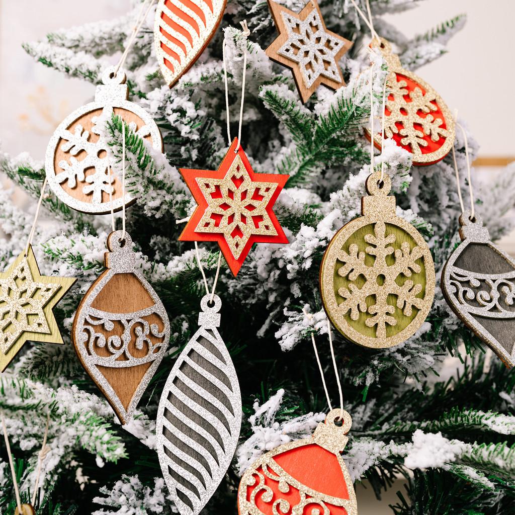 Colorful Wooden Christmas Ornaments With Festive Patterns For Holiday Decor