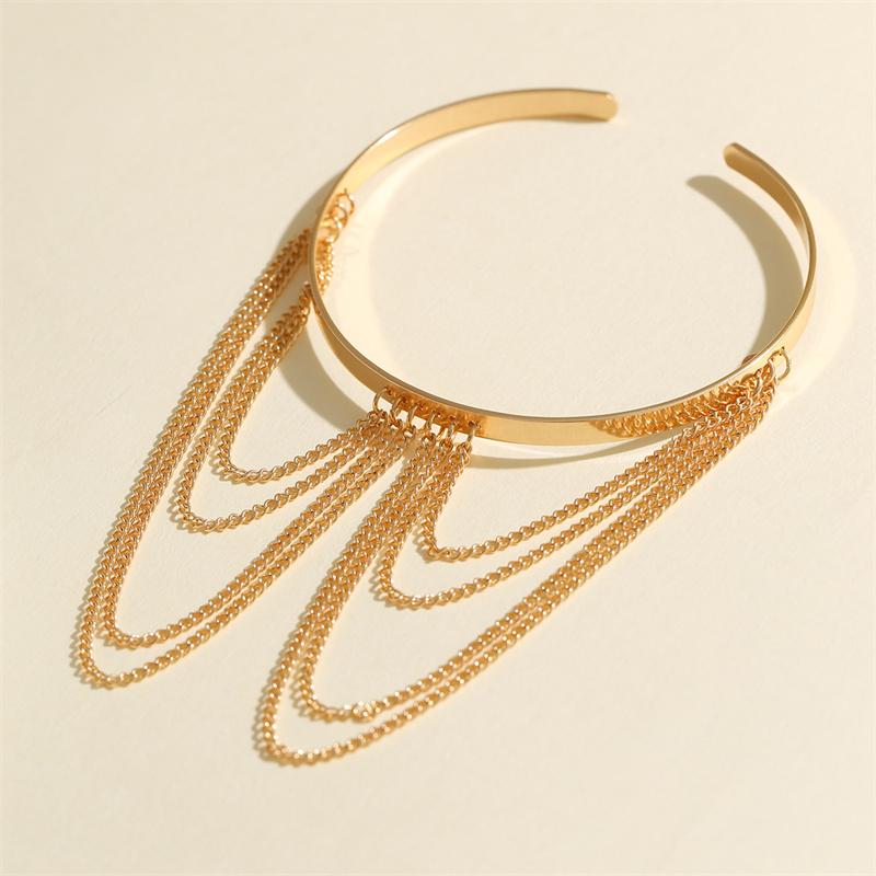 Vintage gullfargede åpne overarmsarmbånd for kvinner på hånden Goth dusklenkekjede armbånd parsmykker gave ny