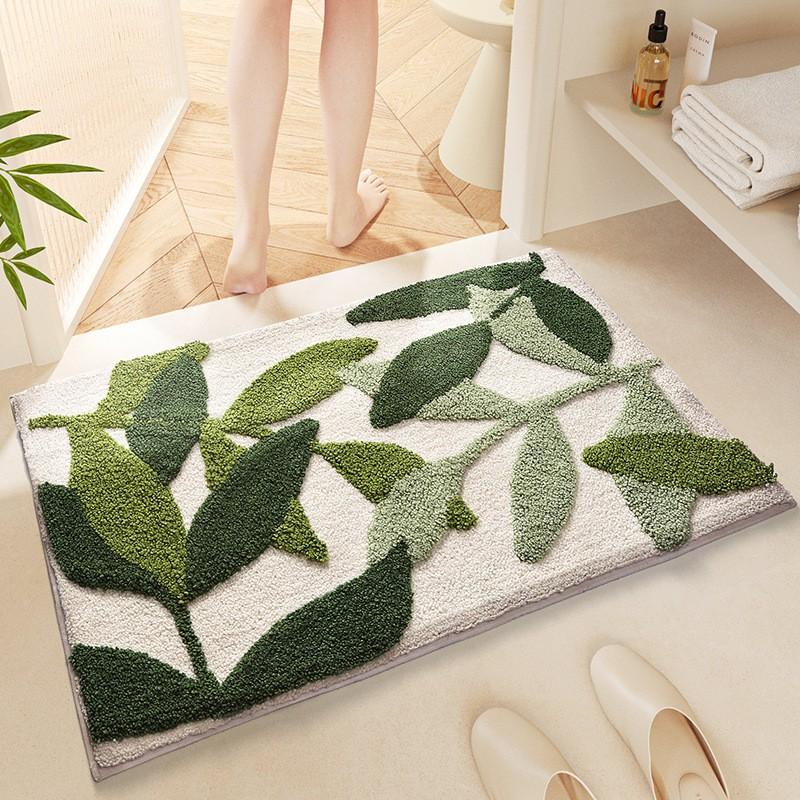 Plush Bathroom Rug Non-Slip Absorbent Floor Mat Toilet Entrance Quick Dry Cartoon Style