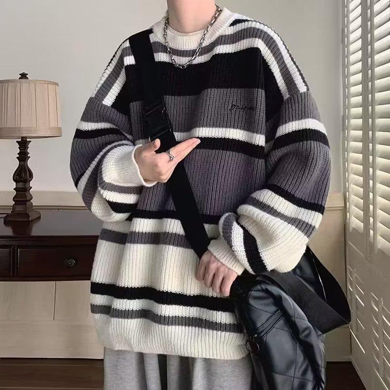 

Unisex Retro High-End Sweater: Thick, Casual, Loose Fit Knitwear for Spring & Autumn L чорний