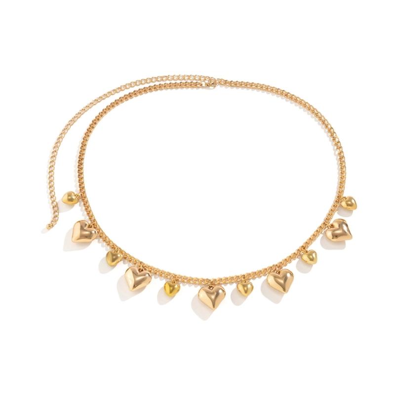 Big Small Heart Pendant Waist Chain Body Chains Waist Belt Chain Summer Beach Waist Body Chain Jewelry for Women Girl