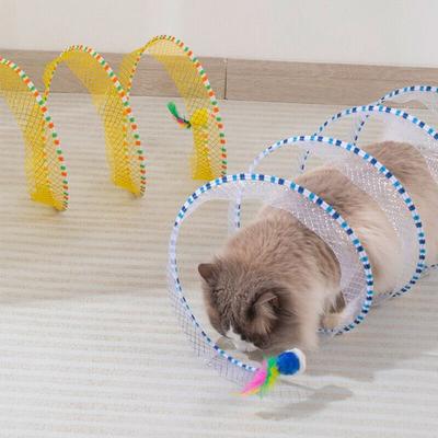 Creative Foldable Cat Coil Tunnel Toys S-Shape Colorful Coil Spiral Toy Stretchable Pet Supplies Pet Interactive Toy