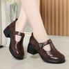 Retro-Lederschuhe Damen Frühling und Herbst Mary Jane Damenschuhe High Heels Einzelne Schuhe zu Röcken Dicke Absätze Bequeme T-Schuhe