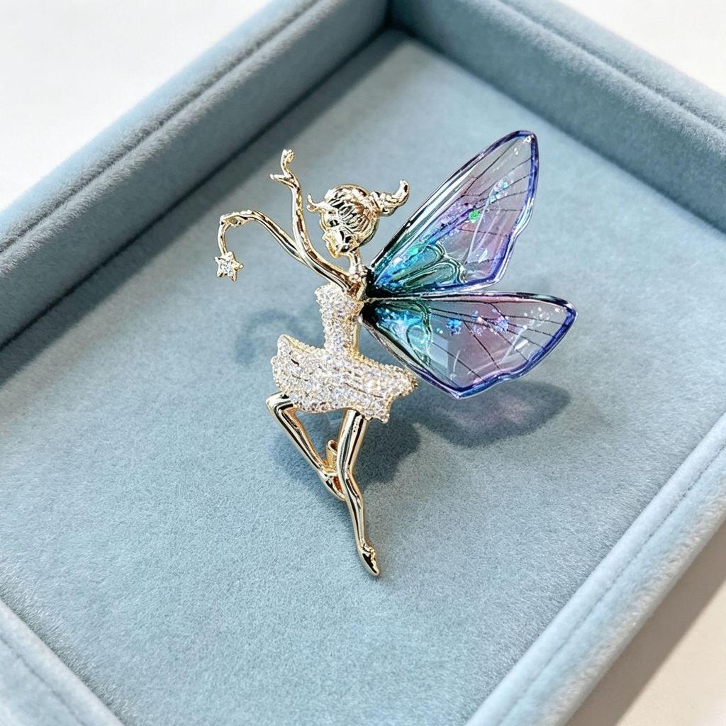 Angel Wings High-End Dancing Girl Brooch: Creative Coat Corsage and Clothing Accessory