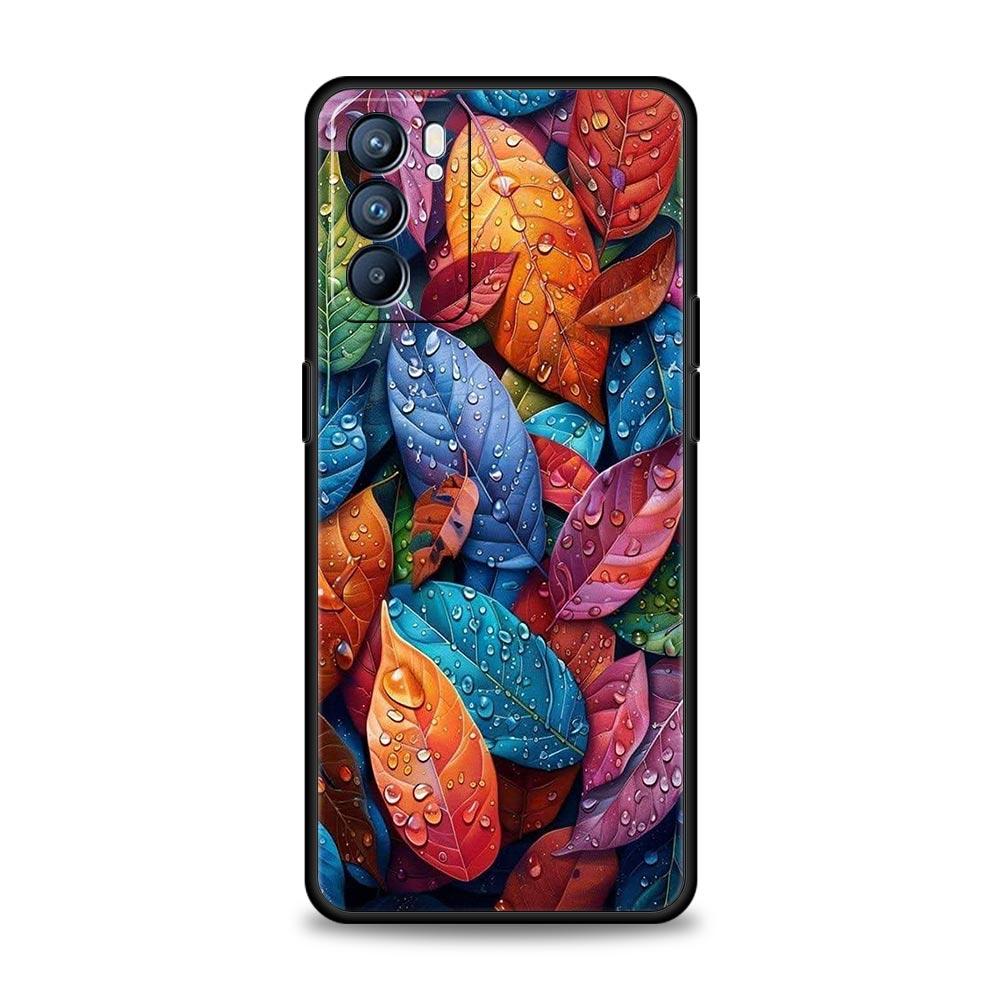 Cartoon Leaf Phone Case For Oppo A17 A31 A54 A57 A78 A79 A98 Find X5 X6 Reno 6 7 8 10 11 12 13 F Pro 5G Soft TPU Cover Funda Bag