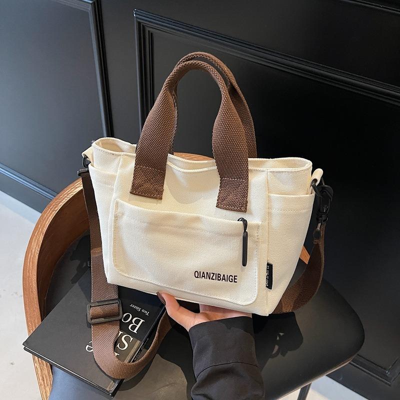 Canvas Bag Women's New Fashion Portable Work Commuter Bag Casual Shoulder Messenger Bag Tote Bag