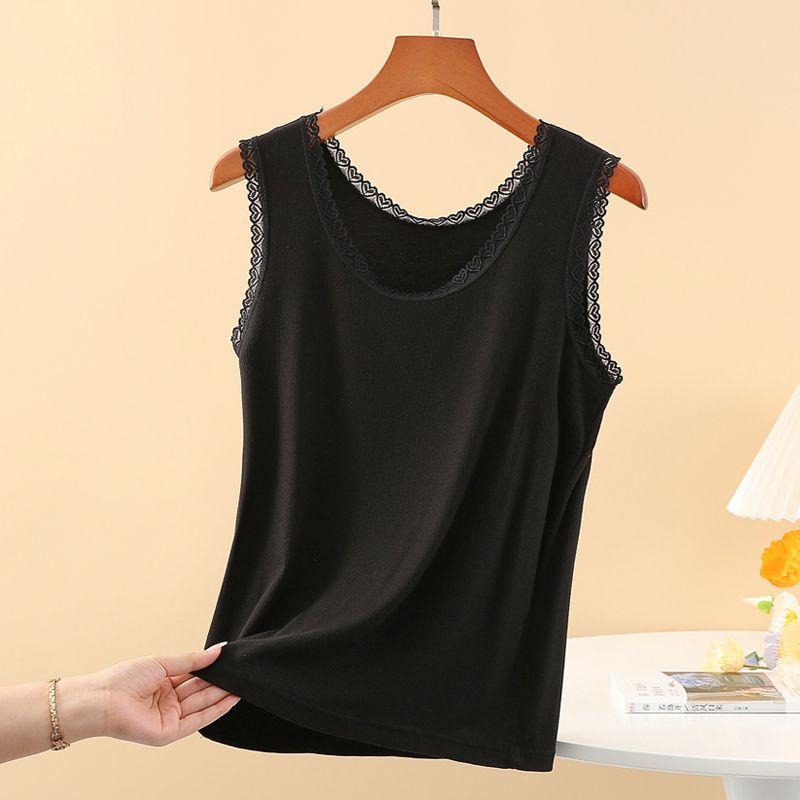 Women's Vest with Lace and Lace Camisole, Modal Thread Oversized Slim Fit and Fashionable Sleeveless Base Shirt