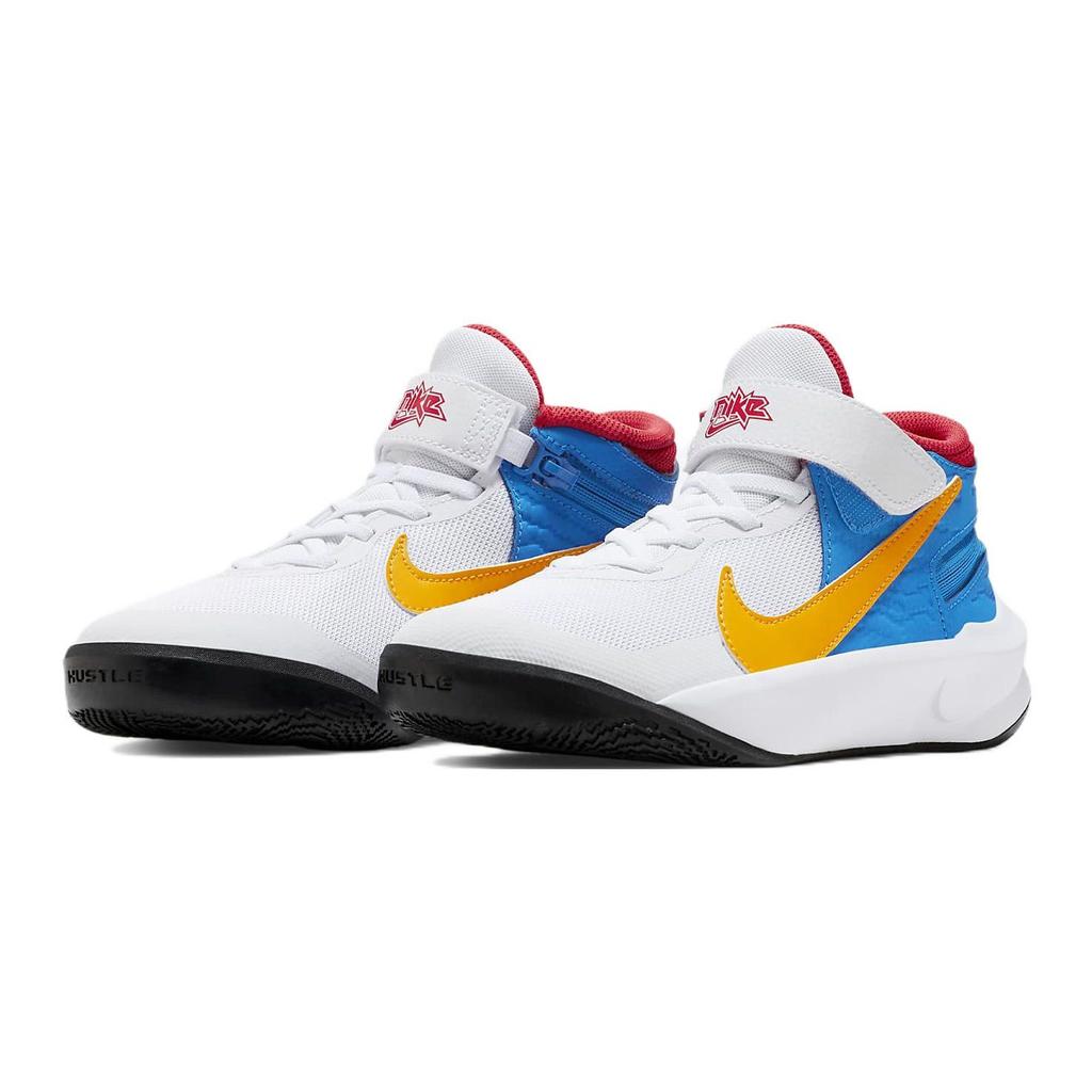 Nike Team Hustle D 10 Basketball Shoes Kids Sneakers White Black Yellow DV9110-171