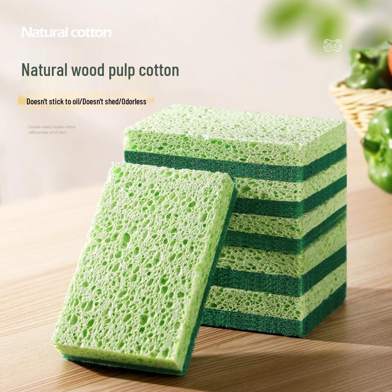 Magic Wood Pulp Dishwashing Sponge - Kitchen Cleaner for Dishes, Cups, Pots & More