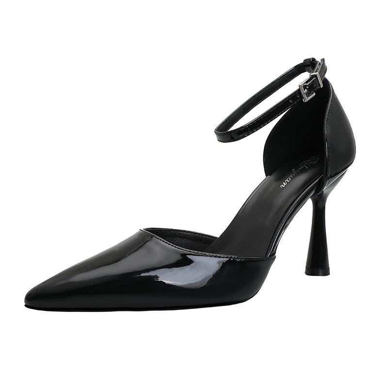 Red High Heels, Thin Heels, Sexy 2025 New Summer Pointed Head with Hollow Single Shoes, High Heels, Bag Head Sandals