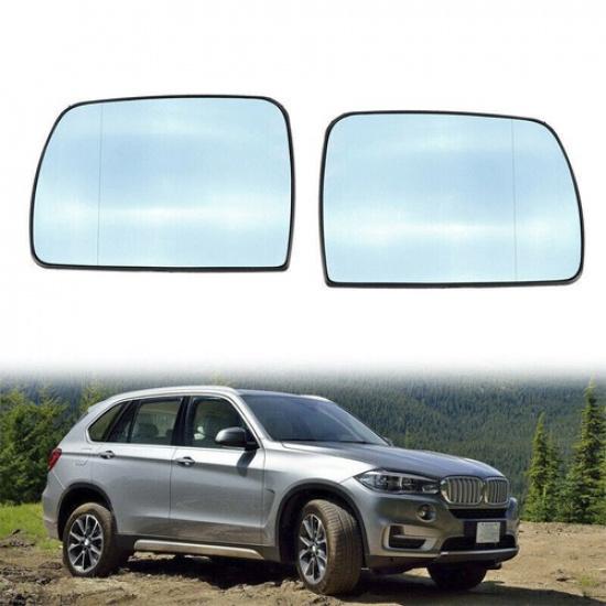 Car Rearview Mirror Glass Heated Blue Pair For BMW X5 E53 2000-2006 Left + Right