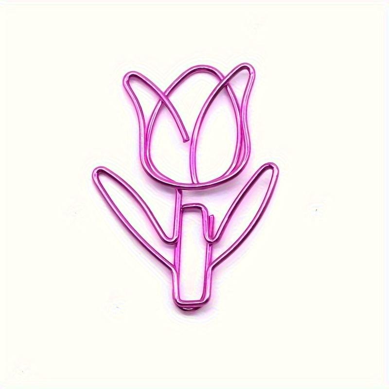 

40 шт. Скрепка в виде тюльпана, цветок, креативный мультфильм, милый канцелярский зажим, офисная форма, металлический зажим 40pcs розовый