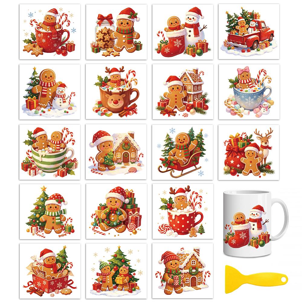 18Pcs Plastic Silhouette Paper for Lighting Decoration Paper Cut Light Box Gingerbread Man 100x90mm