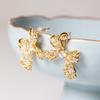 Luxury Hollow Bowknot Stud Earrings Copper 18K Gold Plated Cubic Zirconia Bow Earrings Trendy Women Party Jewelry 
