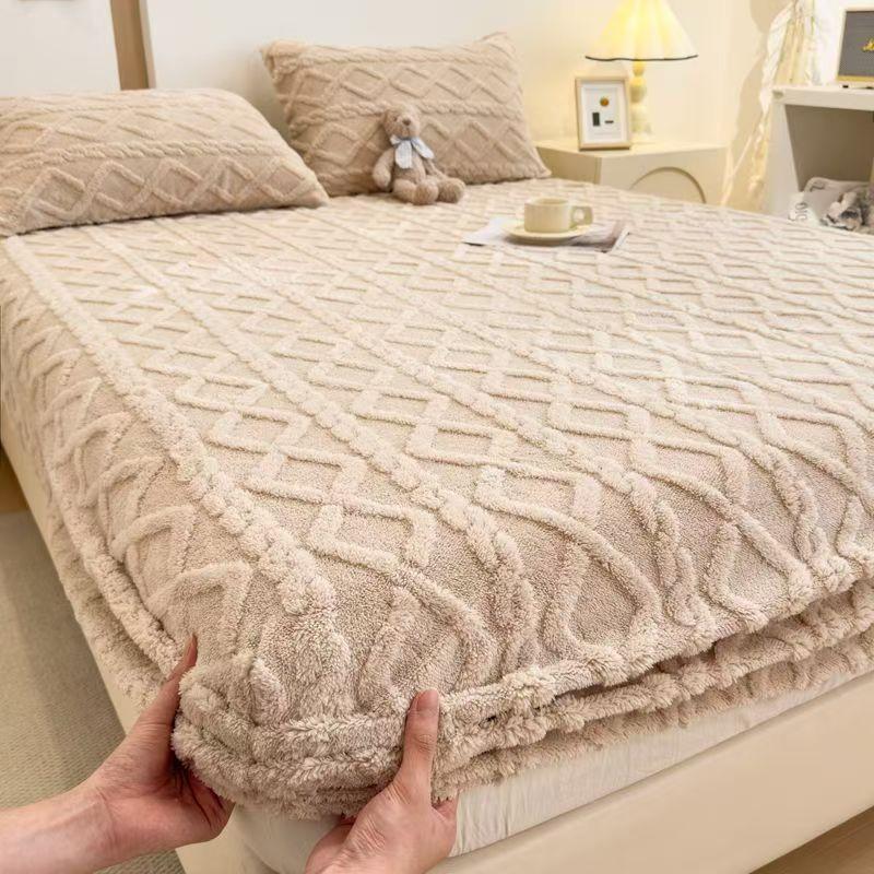 

Однотонное фланелевое плюшевое постельное белье Простыня на резинке Бархатисто-мягкая Тяжелая Нескользящая Защитная накидка для матраса 140x200x30cm