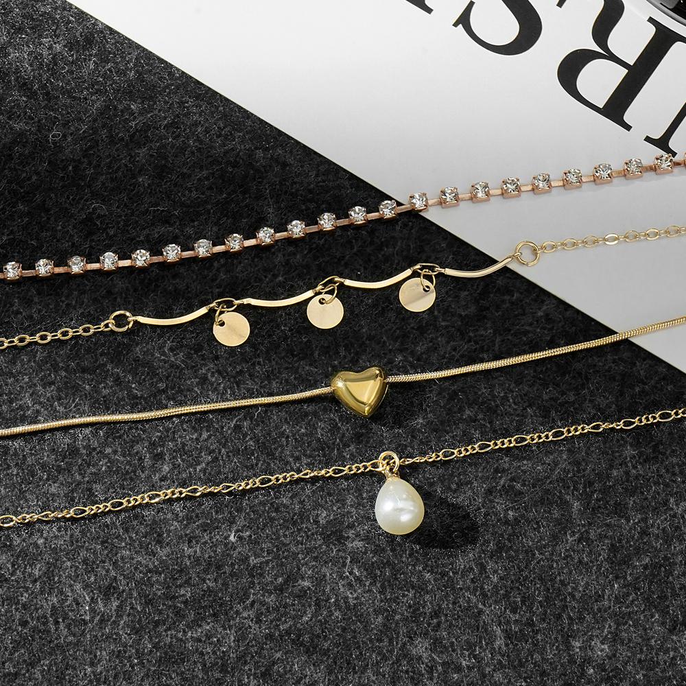 4dílná sada módních doplňků letní plážové barefoot sandály náramek kotník noha ženy