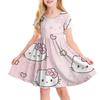 Hello Kitty Printed Children T Shirt Dresses Kuromi My Melody Girls Casual Dress Kids Cute Kitty Clothes for 1-10Y Summer Comfy