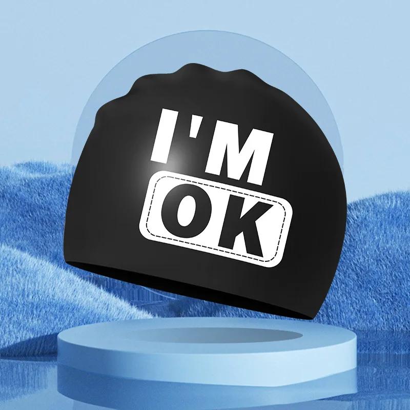 Silikon-Badekappen für Erwachsene für Damen langes Haar wasserdicht Ohrenschutz Badekappe Frau bedruckte Badekappe Schwimmzubehör