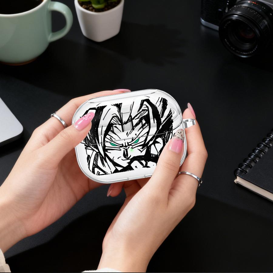 Clear Earphone Cases Cover With Hook Case For Samsung Galaxy Buds 3Pro Live 3 FE 2 4 Pro 4Pro 2Pro Dragons-Ball Gokus Vegeta
