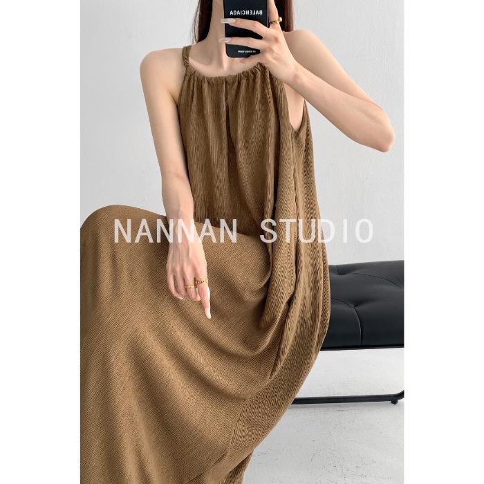 Loose Suspender Dress Women's Summer New Vacation Gentle Long Dress Chic Sleeveless A-word Dress Purple Dress