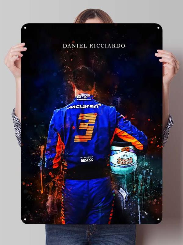 Daniel Ricciardo Plakaty Wyścigowe F1 Metalowe Znaki Dekoracja Wystrój Salonu Mężczyźni Niestandardowe Blaszane Tabliczki do Dekoracji Ścian