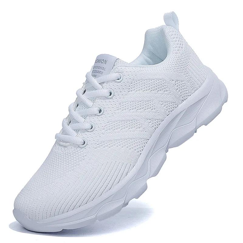 

Модные Новые Женские Модные Кроссовки Для Улицы Большого Размера обувь Сетка Шнуровка Женская Обувь Дышащая Повседневная Нескользящая Обувь Zapatos Mujer 41 белый