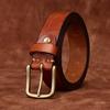 Men's Leather Belt Full Hole Vintage Distressed Knife for Handcraft Cut Genuine Leather Fashion Personality Trend First Layer Cowhide Belt