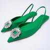 Summer New Rhinestone Pointed Toe Sexy Women Sandals Wear Baotou Set Of Feet All -Match Banquet Woman Sandals Flat Shoes