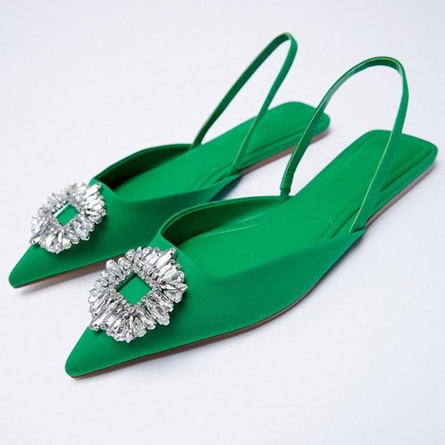 Summer New Rhinestone Pointed Toe Sexy Women Sandals Wear Baotou Set Of Feet All -Match Banquet Woman Sandals Flat Shoes