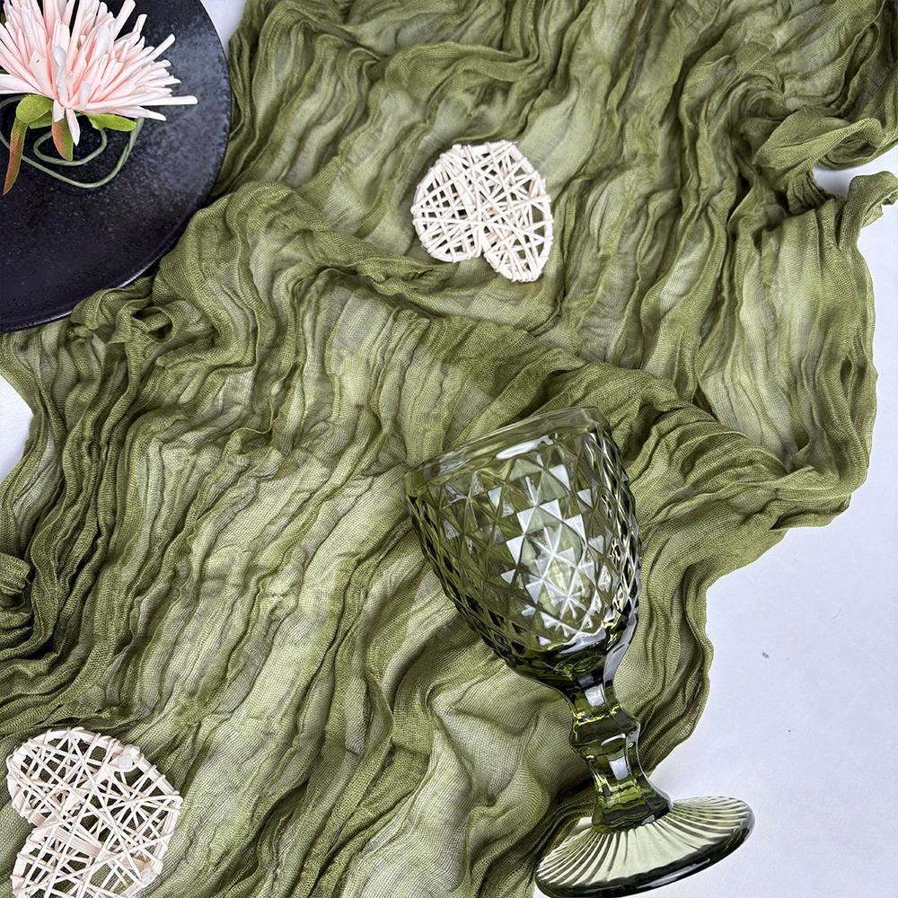 Wrinkle Gauze Table Runner Cheesecloth Semi-Sheer Table Setting Dining Wedding Party Christmas House Banquets Arches Decor