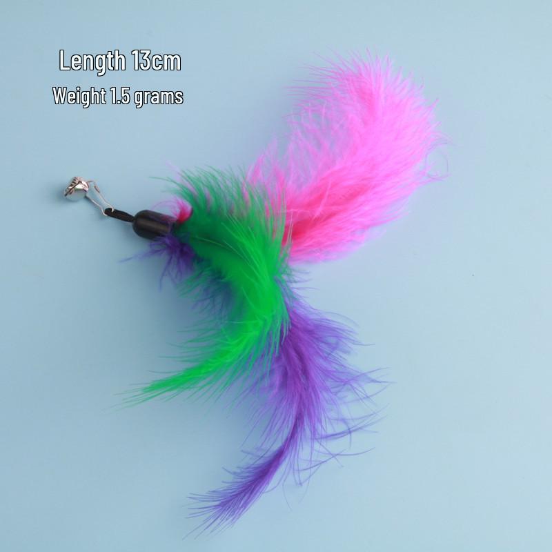 Cat Feather Teaser Replacement Head - Plush Toy for Fishing Rod