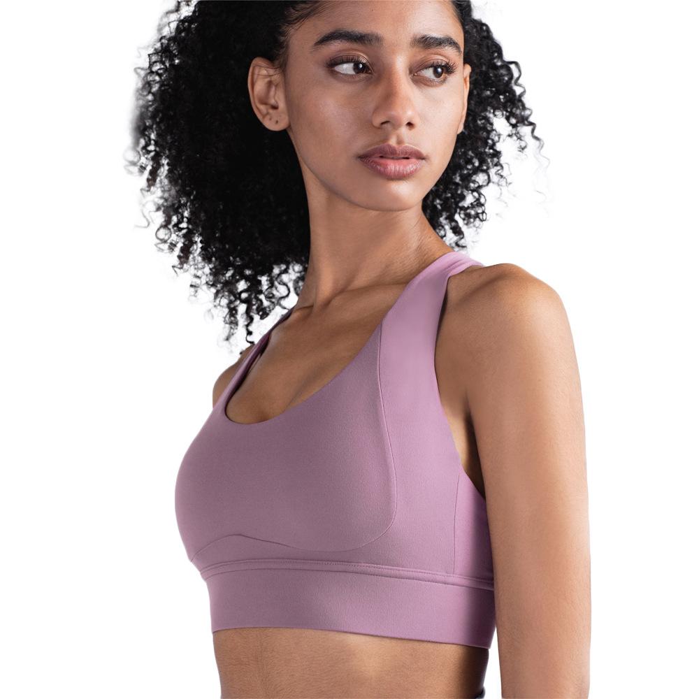 Women's Comfortable Yoga Sports Bra Shockproof Vest with Buckle Beauty Back Fitness Bra Yoga Top