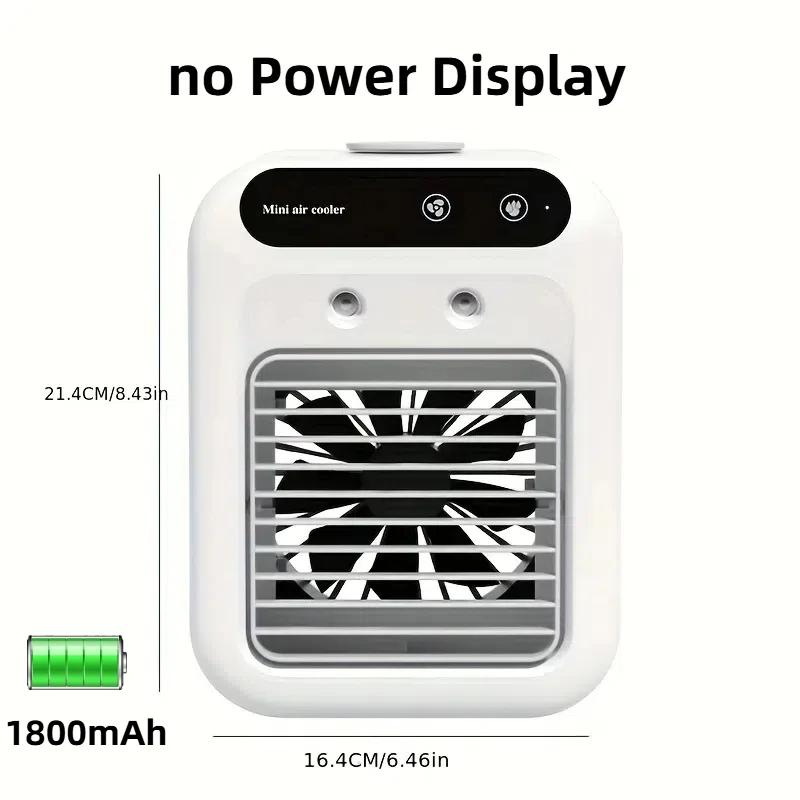 USB Desktop Fan Water Tank Mini Air Cooler Portable Personal Cooling Device 1800mAh Lithium Battery Low Voltage Operation Fan