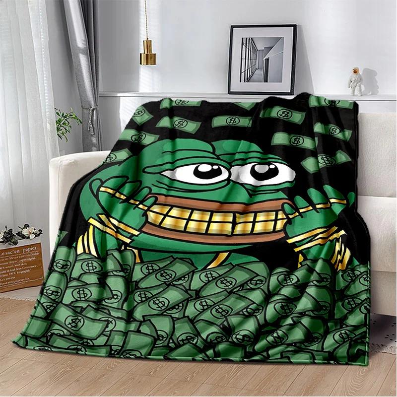 3D Pepe The Frog Face Cartoon Blanket,Soft Throw Blanket for Home Bedroom Bed Sofa Picnic Travel Office Rest Cover Blanket Kids