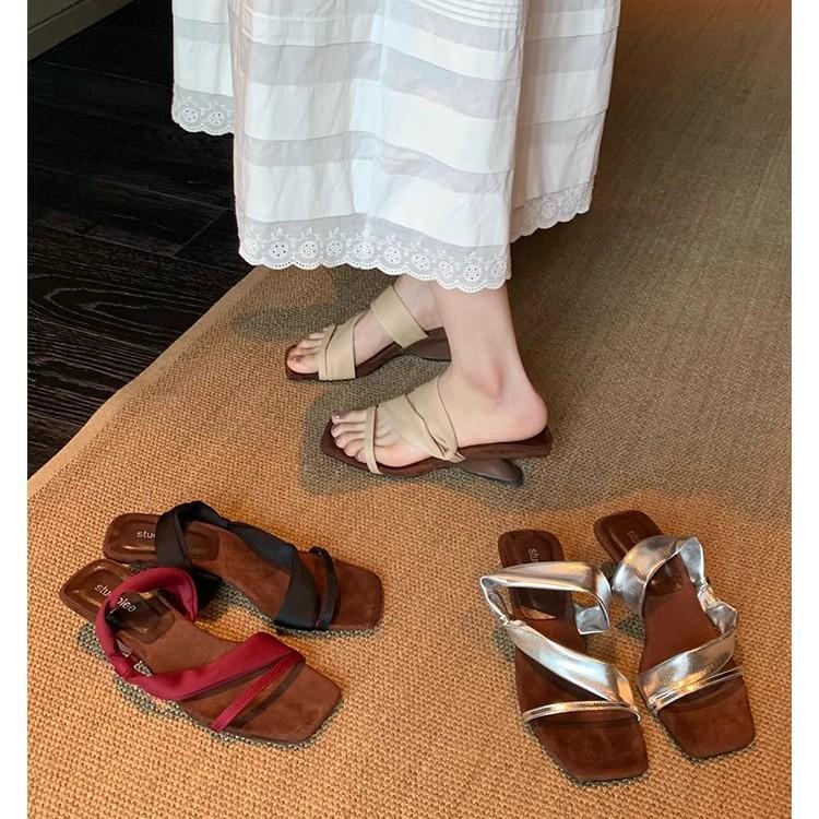 Sandály na klínku Grape Mom Style 5,5 cm s hranatou špičkou peep toe a jedním páskem pro ženy