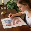 Zestaw do haftu Czerwony Biały Kwiatowy Zestaw do haftu z okazji 250. rocznicy USA Zestaw do haftu ściegami kwiatowymi Patriotyczny projekt rękodzielniczy dla początkujących Miłośnicy rękodzieła