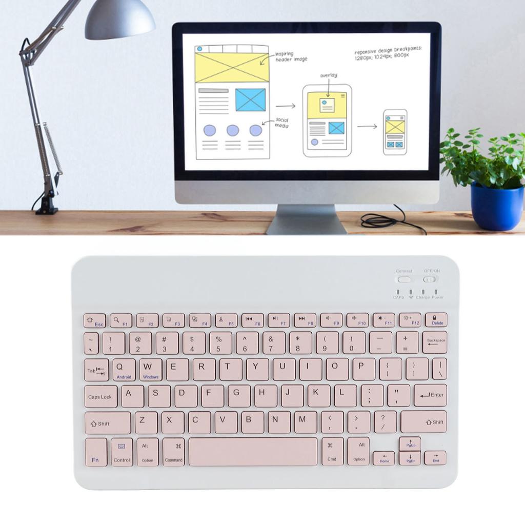 10in Wireless Keyboard Thin Stable Connection Quiet Waterproof Tablet Laptop Keyboard