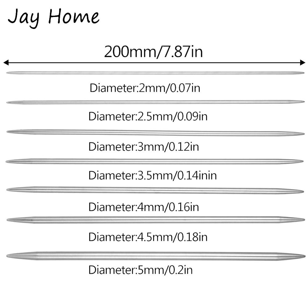 Set di Ferri da Maglia a Maglia Doppia in Acciaio Inossidabile da 20 cm, 5-35 Pezzi, 2-5 MM, per Progetti di Lavoro a Maglia di Maglioni