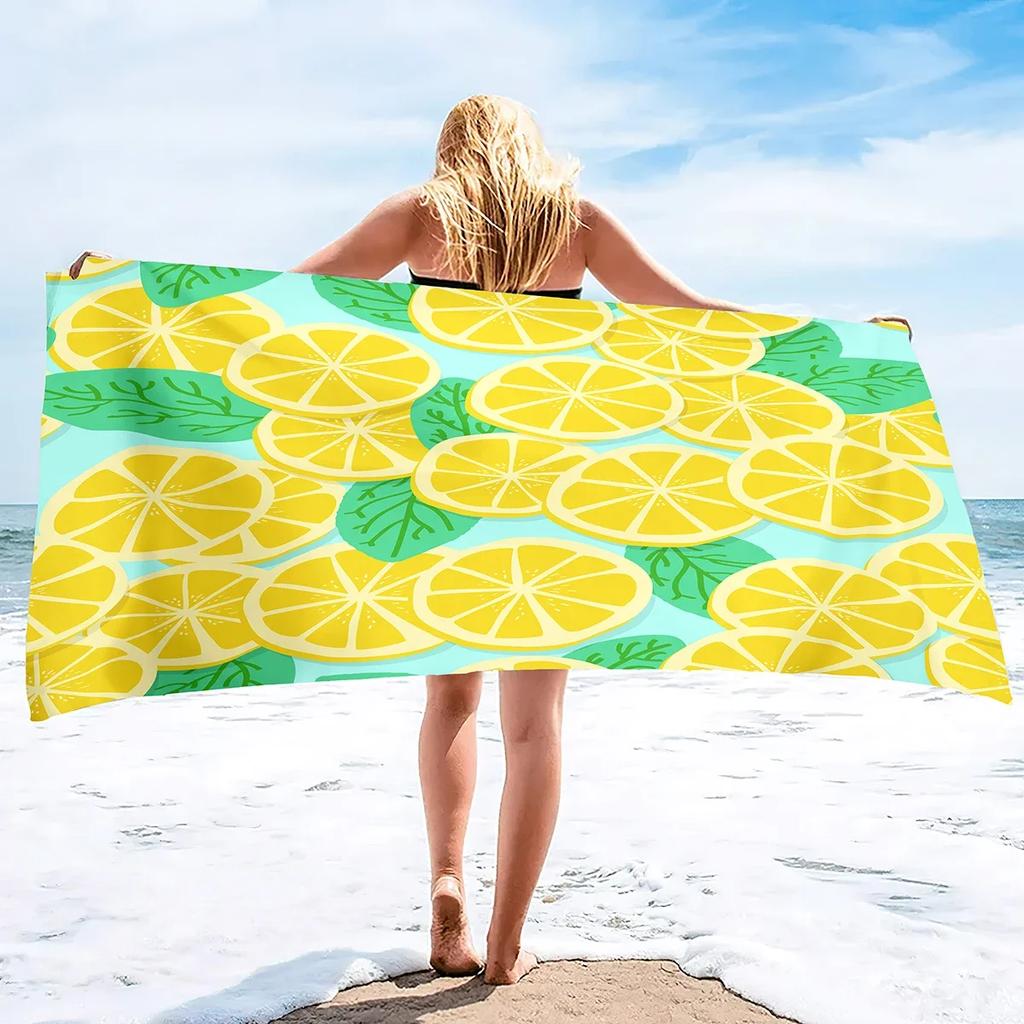 Zitronen Strandtuch Mikrofaser Ultra Weich Super Wasserabsorbierend Pool- und Badetücher Leicht Schnelltrocknend und Sandfreies Handtuch