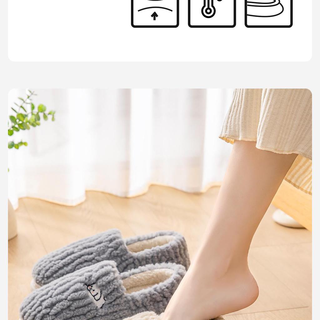 Men's and Women's Winter Cotton Slippers, Fully Enclosed Heel, Thick Sole, Indoor/Outdoor Use, Flat Bottom, Couple's Style