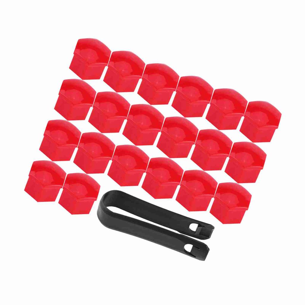 20Pcs Wheel Hub Covers Lug Nut Bolt Screw Cover Tyre Protection Cap Universal Red