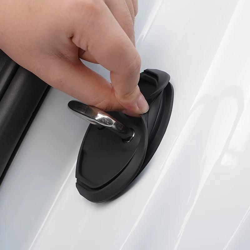 4Pcs Silicone Car Door Lock Cover Shock Absorber Accessories For VW GTI Polo Golf Passat Tiguan Arteon Touareg CC Taigo Caddy Je zq0