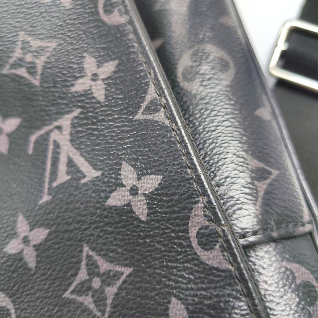 [Pre-Owned] District Mm Monogram Canvas Leather Commuter Briefcase Laptop Bag - Good #JS6989
