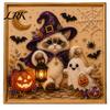 Halloween Home Decorations Witch Hat Cat DIY 3D Pearl Painting Kit with Frame, Hand-Pasted Art Craft for Adults, Relaxing Personalized Gifts