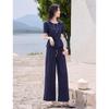Women's Fashion Short Sleeve Top & Wide Leg Pants Set