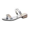 Fashion Women Slippers 2025 New Fashion Sandals Non-Slip Crystal Luxury Ladies Slippers Rivet Rhinestone Low Heels Shoes Slides Women