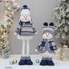 Blue Telescopic Snowman Plush Doll Christmas Decoration