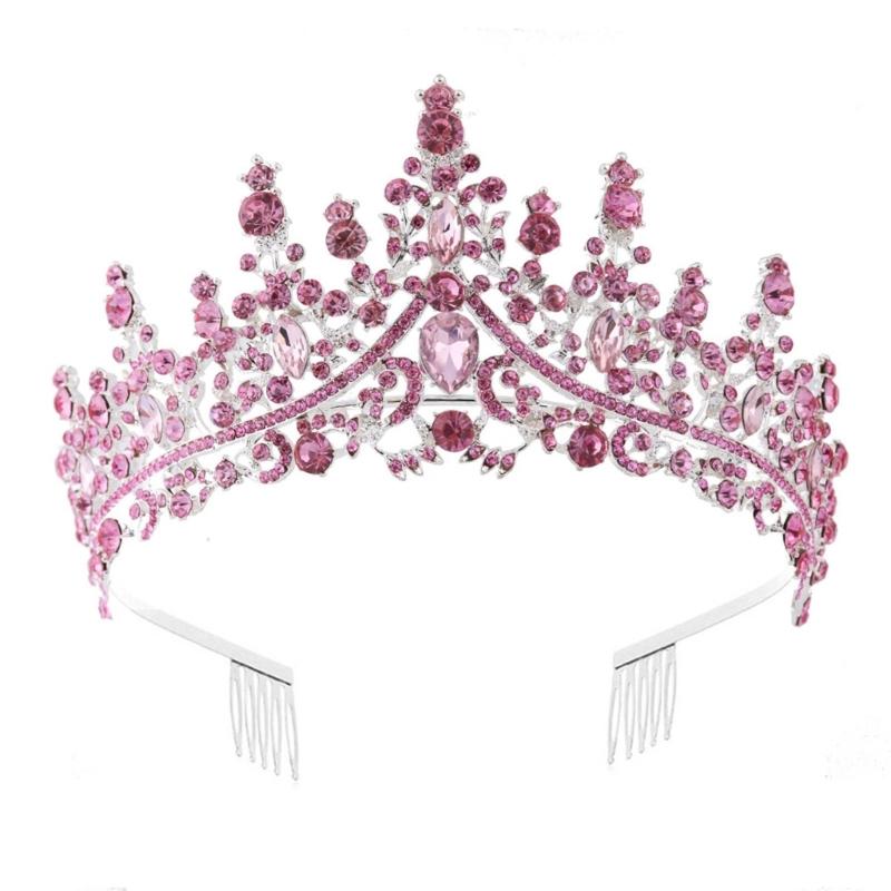 Sparkling Rhinestones Bridal Crowns with Secure Hair Comb Grip Wedding Headpiece For Bride Ceremony and Photography Props
